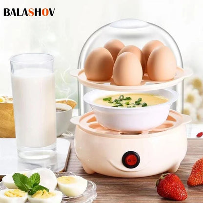 Multifunctional Electric Egg Boiler and Steamer with Double Layers for Breakfast Cooking and Kitchen Use
