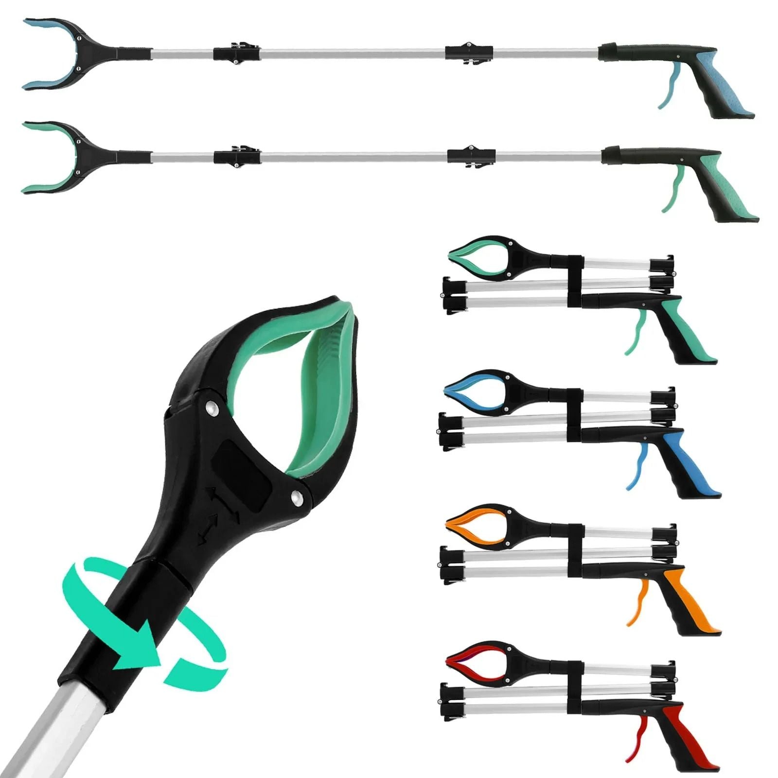 Foldable Portable Garbage Grabber Tool with Non Slip Jaw and Collapsible Litter Picker for Outdoor and Home Use