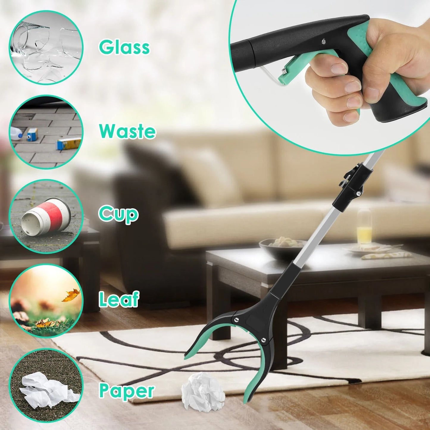 Foldable Portable Garbage Grabber Tool With Non Slip Jaw And Collapsible Litter Picker For Outdoor  3