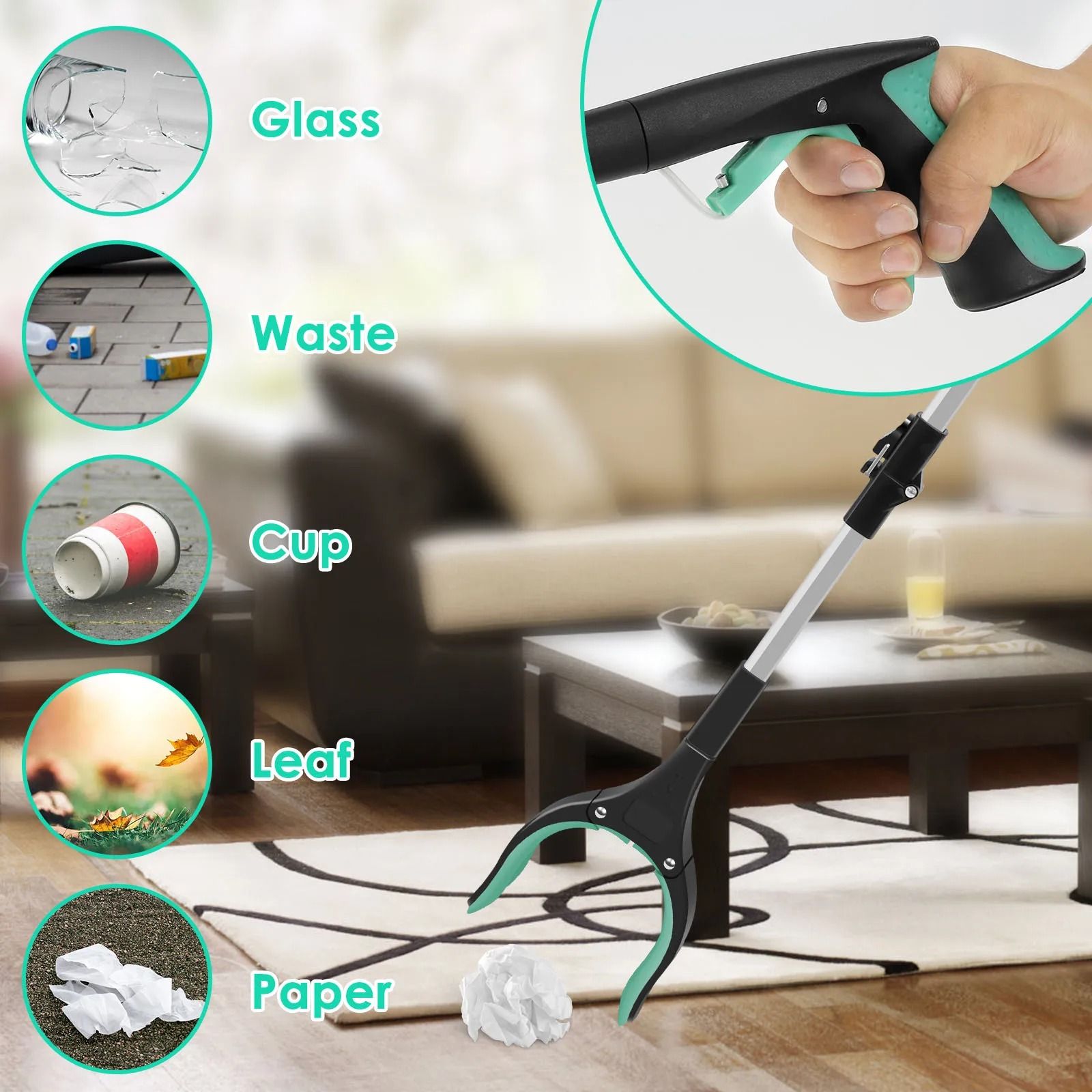 Foldable Portable Garbage Grabber Tool With Non Slip Jaw And Collapsible Litter Picker For Outdoor  3