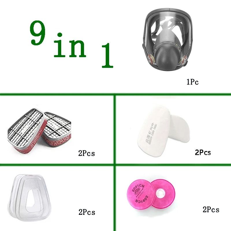 Full Face Gas Mask With Filter For Industrial Safety Spraying And Formaldehyde Protection 8
