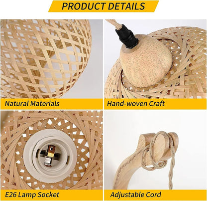Bamboo Lantern Wall Lamp Natural Rattan Light Fixture 4