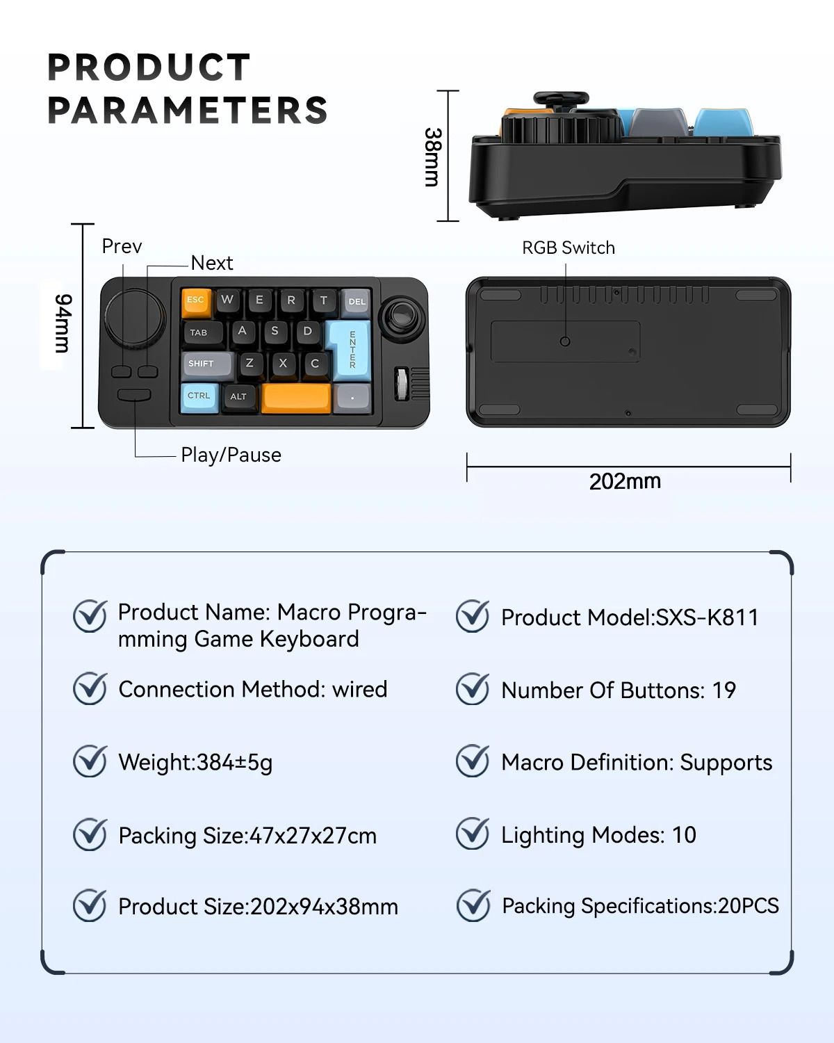 Programmable Mechanical Keypad With Scroll Wheel And Joystick 6