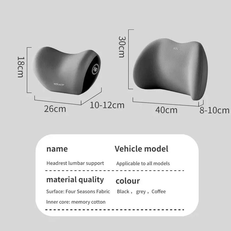 Memory Foam Neck And Lumbar Support Cushion For Car With Ergonomic Backrest And Headrest Comfort 1