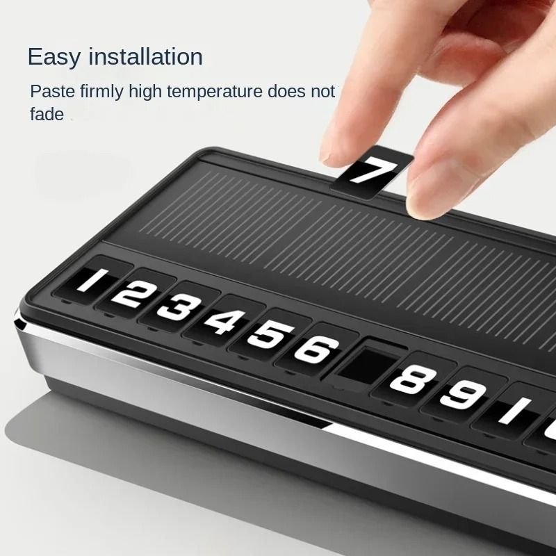 Solar LED Phone Number Plate Parking Card With Hidden Display For Car Dashboard And Temporary Stop  3