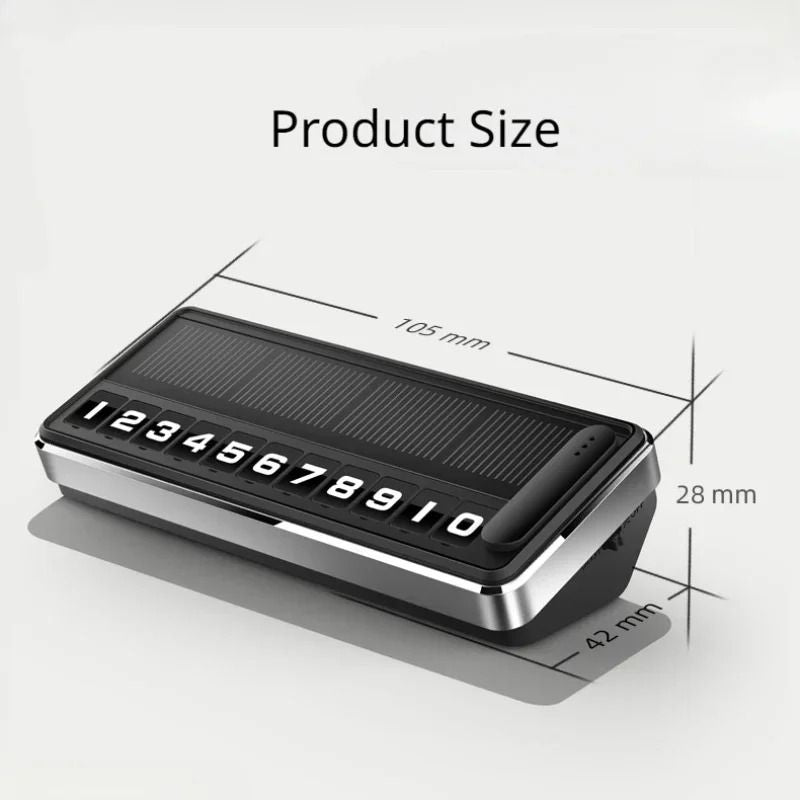 Solar LED Phone Number Plate Parking Card With Hidden Display For Car Dashboard And Temporary Stop  5