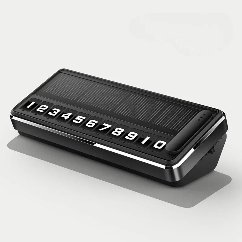 Solar LED Phone Number Plate Parking Card With Hidden Display For Car Dashboard And Temporary Stop  7
