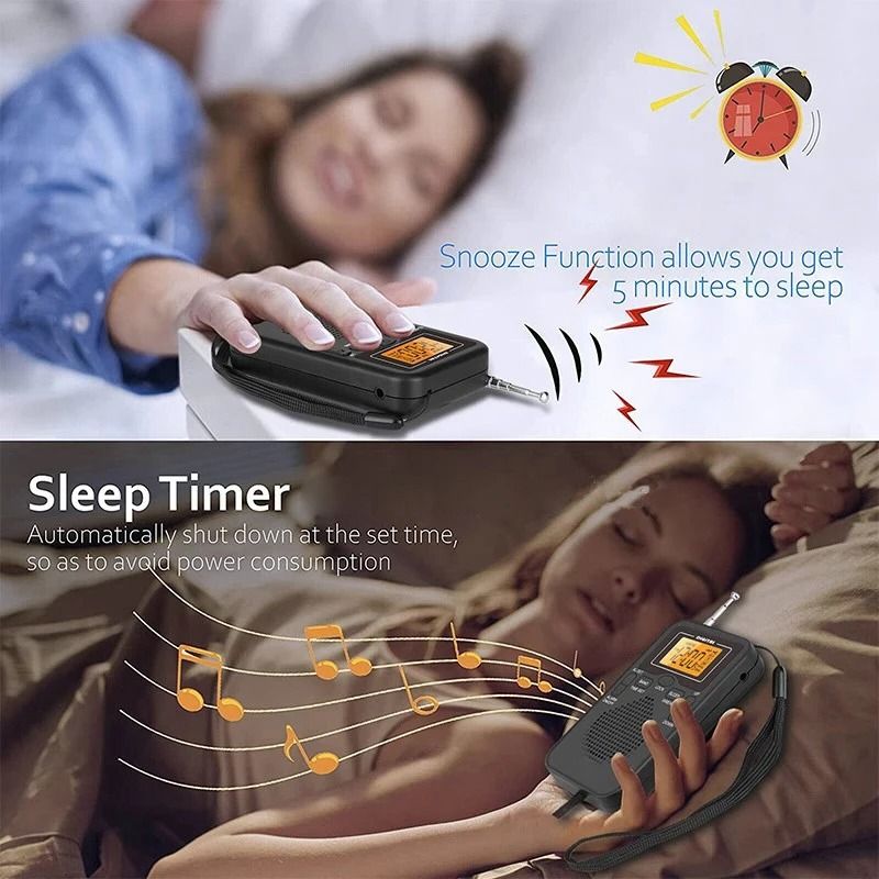 Portable FM AM Radio With LCD Alarm Clock Battery Powered 3