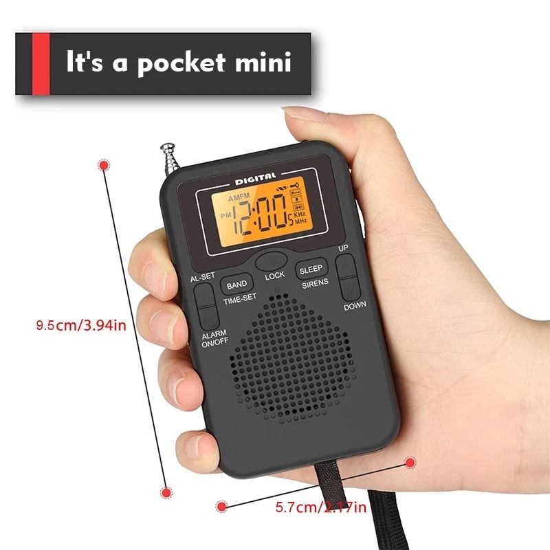 Portable FM AM Radio With LCD Alarm Clock Battery Powered 6