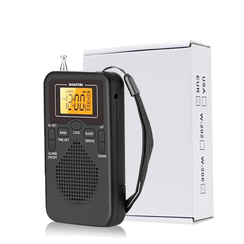 Portable FM AM Radio With LCD Alarm Clock Battery Powered 7