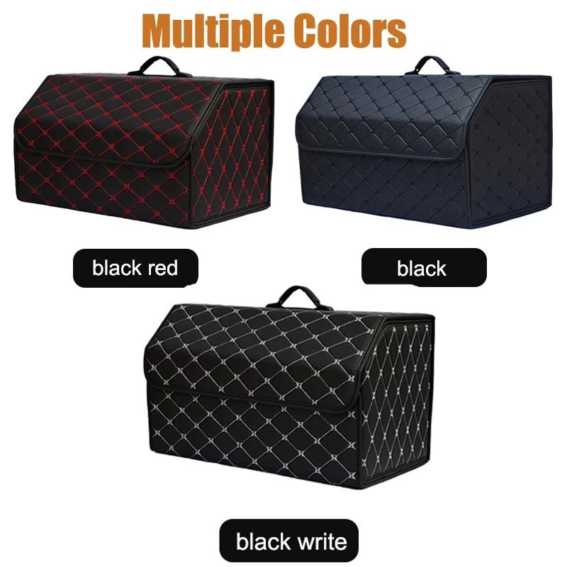 Foldable Car Trunk Organizer Box With Large Capacity And Leather Finish For Tools And Emergency Sto 2