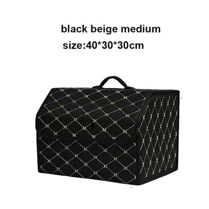 Foldable Car Trunk Organizer Box With Large Capacity And Leather Finish For Tools And Emergency Sto 7
