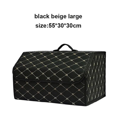 Foldable Car Trunk Organizer Box With Large Capacity And Leather Finish For Tools And Emergency Sto 8