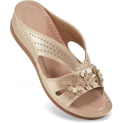 Womens Flower CutOut Wedge Sandals  Comfortable NonSlip Beach Slippers With Platform Sole 2