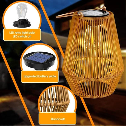 Hand Woven Outdoor Solar Lanterns For Garden And Courtyard Lighting With Tungsten Filament Design 3