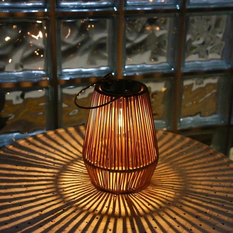 Hand Woven Outdoor Solar Lanterns For Garden And Courtyard Lighting With Tungsten Filament Design 6