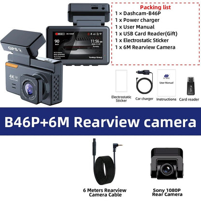 EACE 4K Dash Cam Mini Car DVR With GPS And WiFi Dual Lens Night Vision Front And Rear Camera System 7