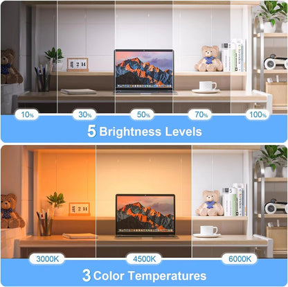 WILLED 3Color Dimmable LED Night Light  Rechargeable Under Cabinet  Makeup Desk Lamp With Touch Con