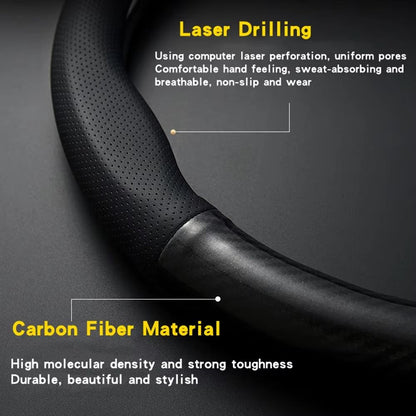 Universal Carbon Fiber Leather Steering Wheel Cover  AntiSlip 3D Design For Style  Comfort 2