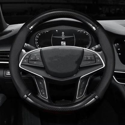 Universal Carbon Fiber Leather Steering Wheel Cover  AntiSlip 3D Design For Style  Comfort 3