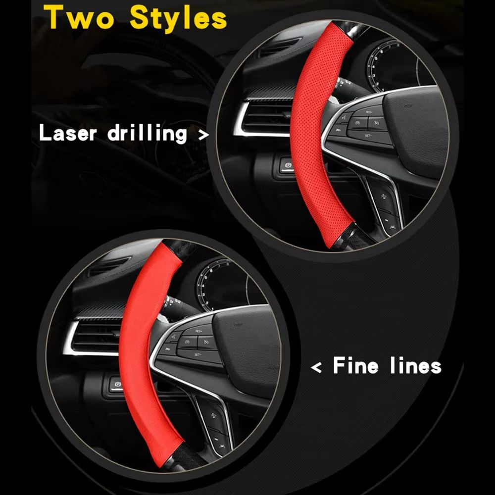 Universal Carbon Fiber Leather Steering Wheel Cover  AntiSlip 3D Design For Style  Comfort 5