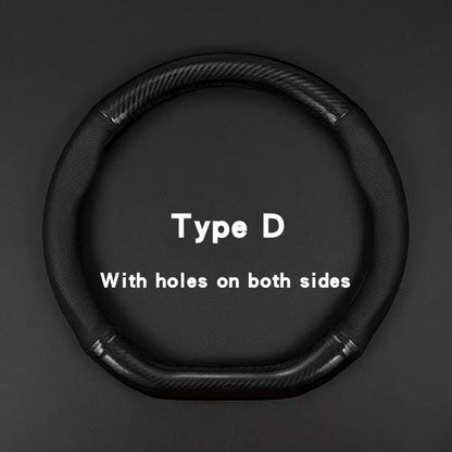 Universal Carbon Fiber Leather Steering Wheel Cover  AntiSlip 3D Design For Style  Comfort 6