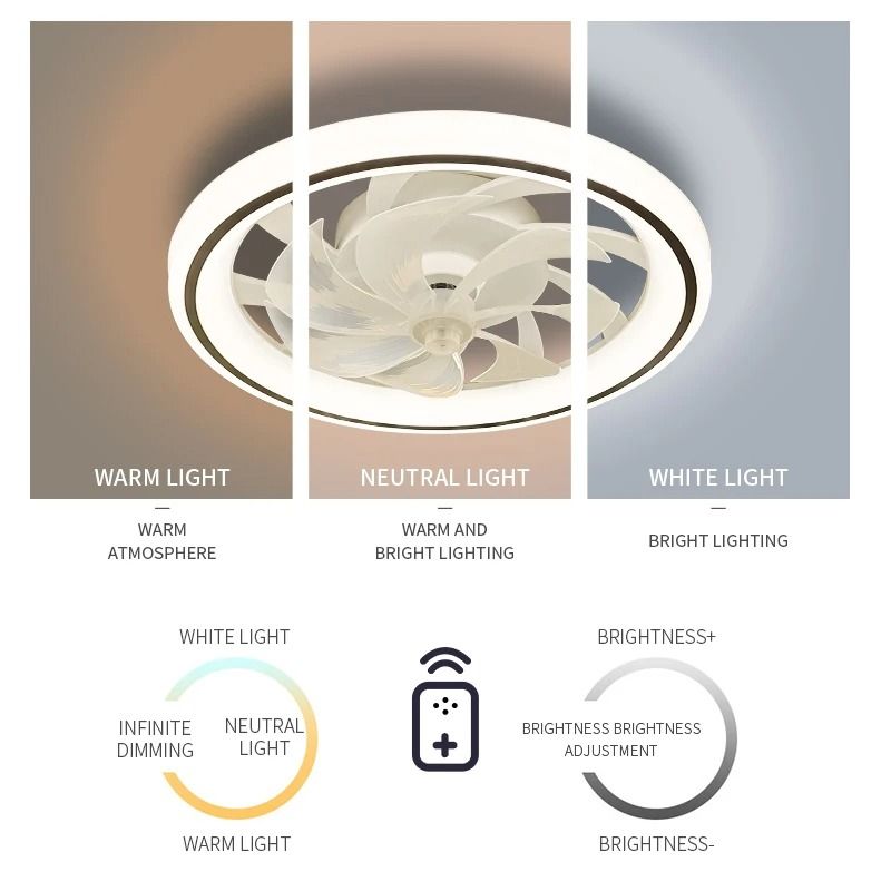 Smart Ceiling Fan Fans With Lights Remote Control Bedroom Decor Ventilator Lamp 48cm Air Invisible  3