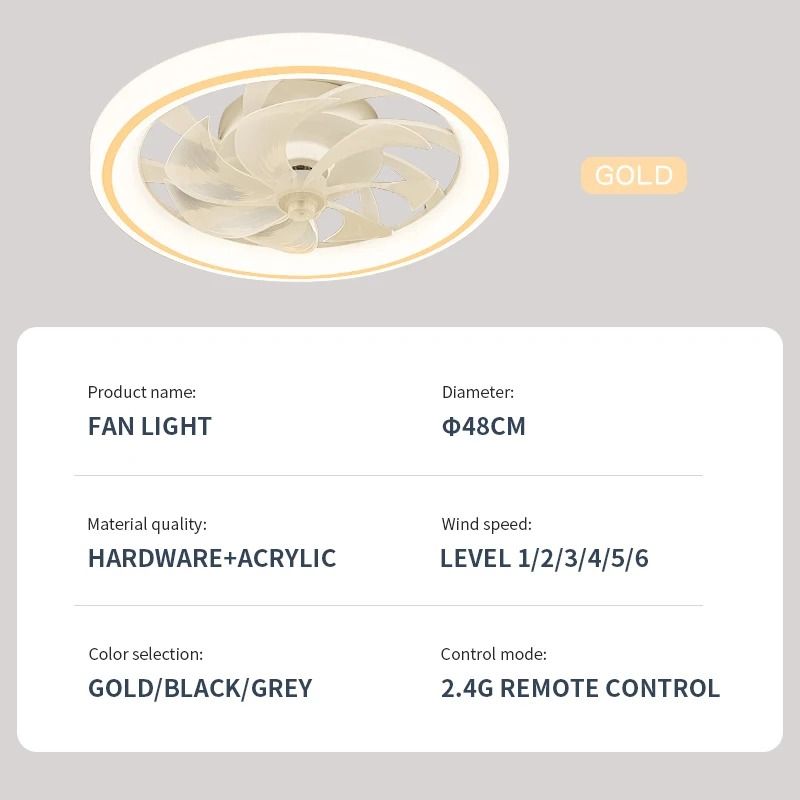 Smart Ceiling Fan Fans With Lights Remote Control Bedroom Decor Ventilator Lamp 48cm Air Invisible  8