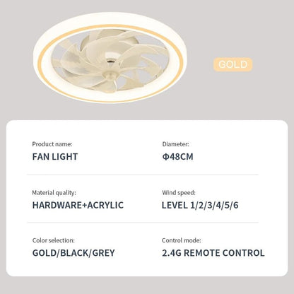 Smart Ceiling Fan Fans With Lights Remote Control Bedroom Decor Ventilator Lamp 48cm Air Invisible  8