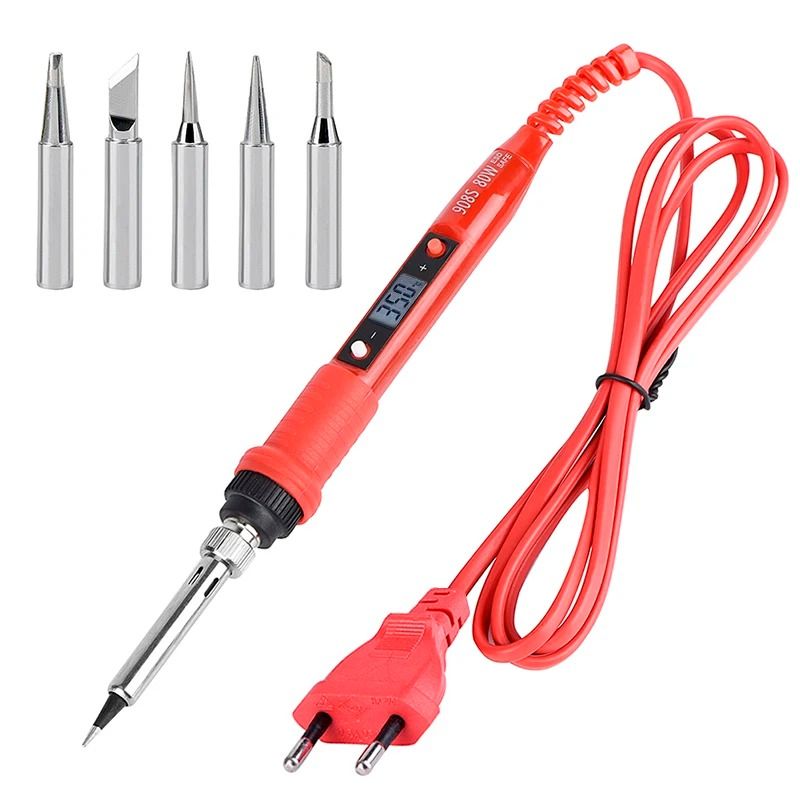 JCD Soldering Iron Kit Adjustable Temperature 220V 80W LCD Digital Display Welding Repair Tools Wit 9