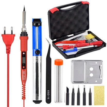 JCD Soldering Iron Kit Adjustable Temperature 220V 80W LCD Digital Display Welding Repair Tools Wit 12