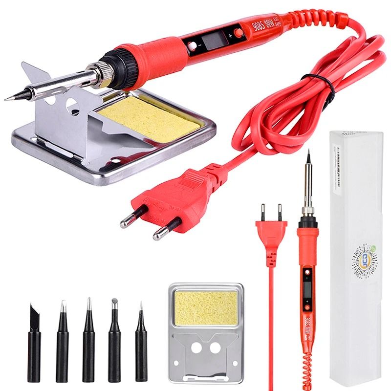 JCD Soldering Iron Kit Adjustable Temperature 220V 80W LCD Digital Display Welding Repair Tools Wit 8