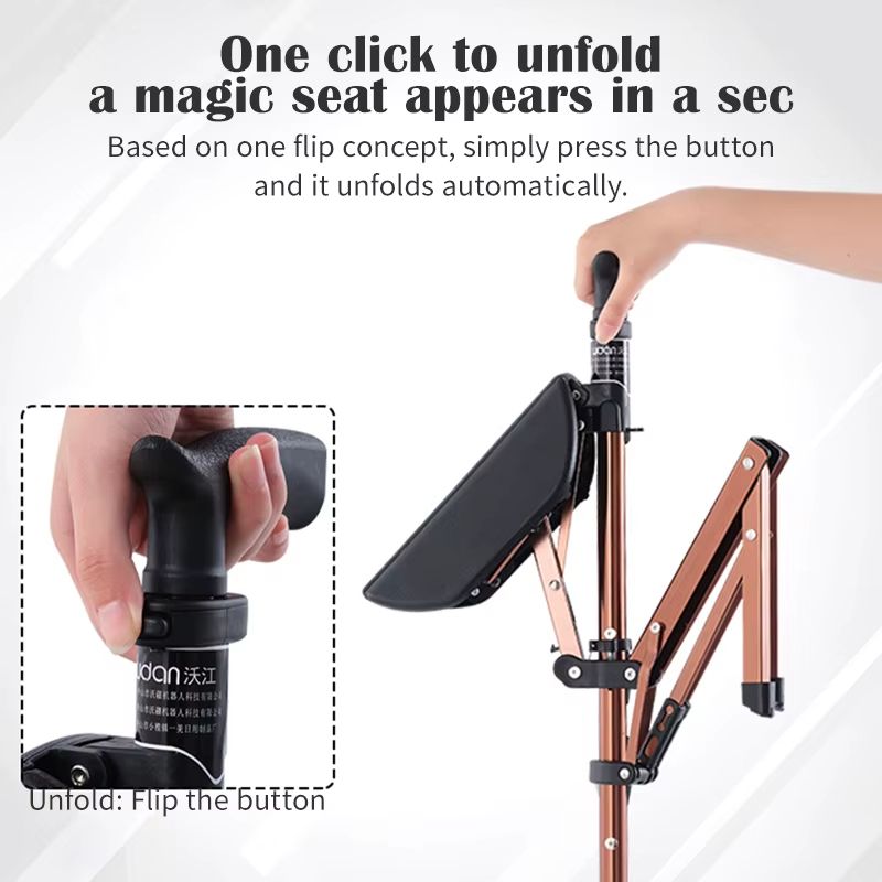 Wojan Folding Walking Cane With Seat  Lightweight Trekking Pole  Portable Hiking Chair Combo 3