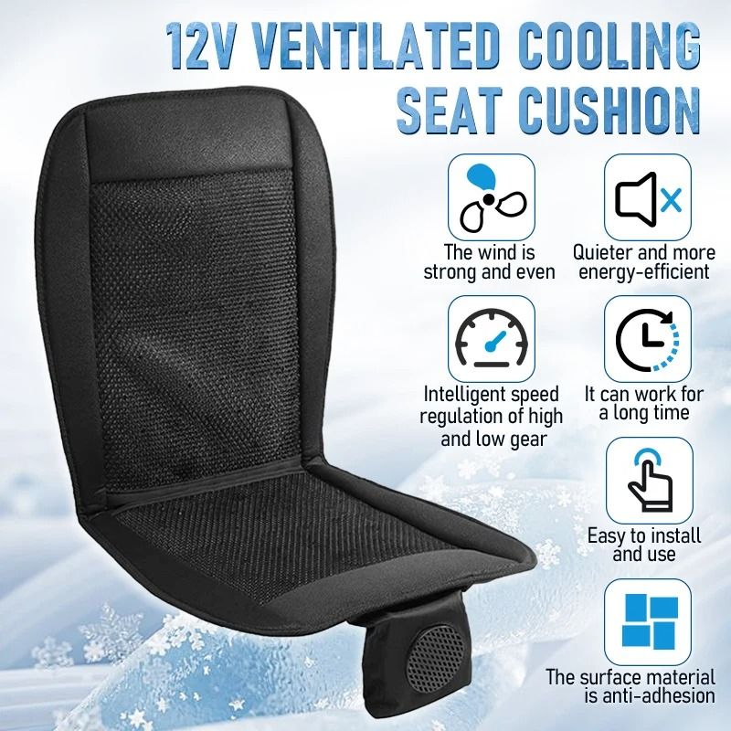 DC 12V 3D Spacer Car Summer Cool Air Seat Cushion With 8Fan Ventilation 2