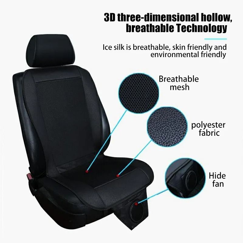 DC 12V 3D Spacer Car Summer Cool Air Seat Cushion With 8Fan Ventilation 5