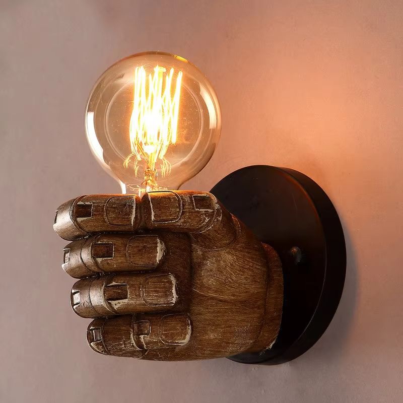 Nordic Resin Hand Wall Lamp – Retro Industrial Wall Sconce for Home, Bar & Restaurant Decor