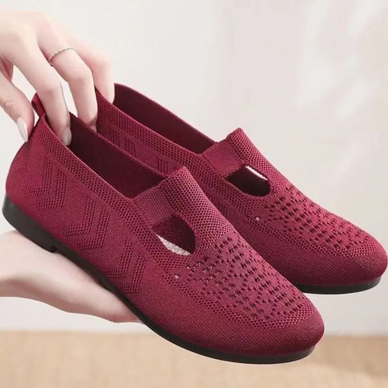 Summer Mesh Slip On Mother Shoes For Women Lightweight Breathable Non Slip Casual Sports Sneakers 9