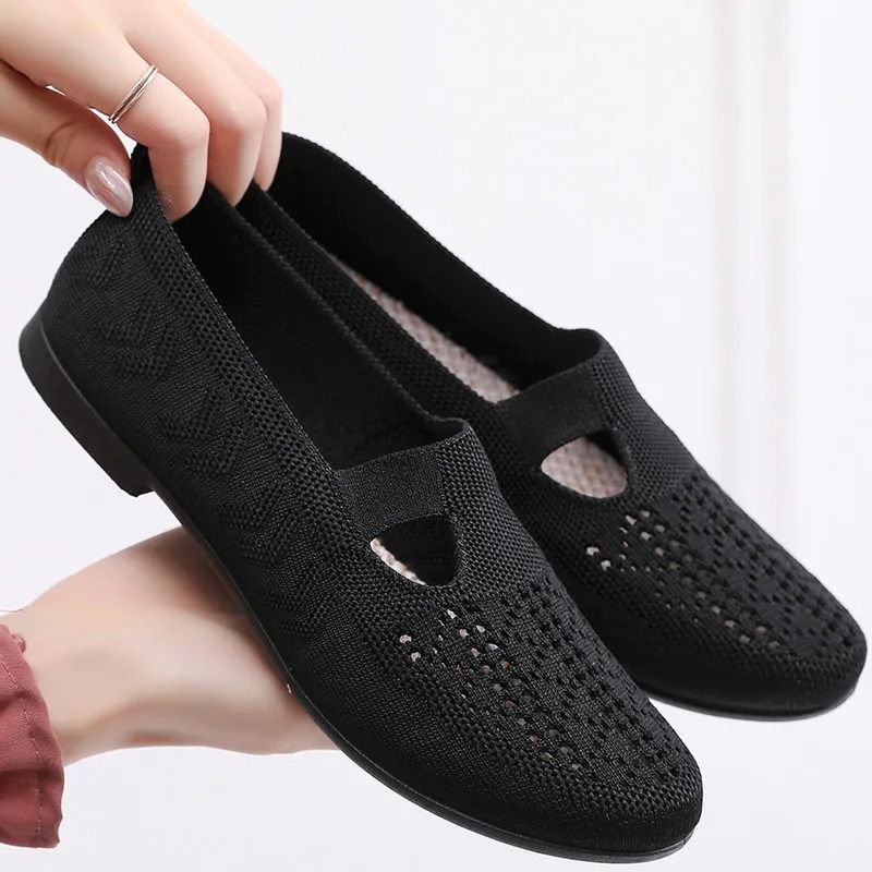Summer Mesh Slip On Mother Shoes For Women Lightweight Breathable Non Slip Casual Sports Sneakers 7