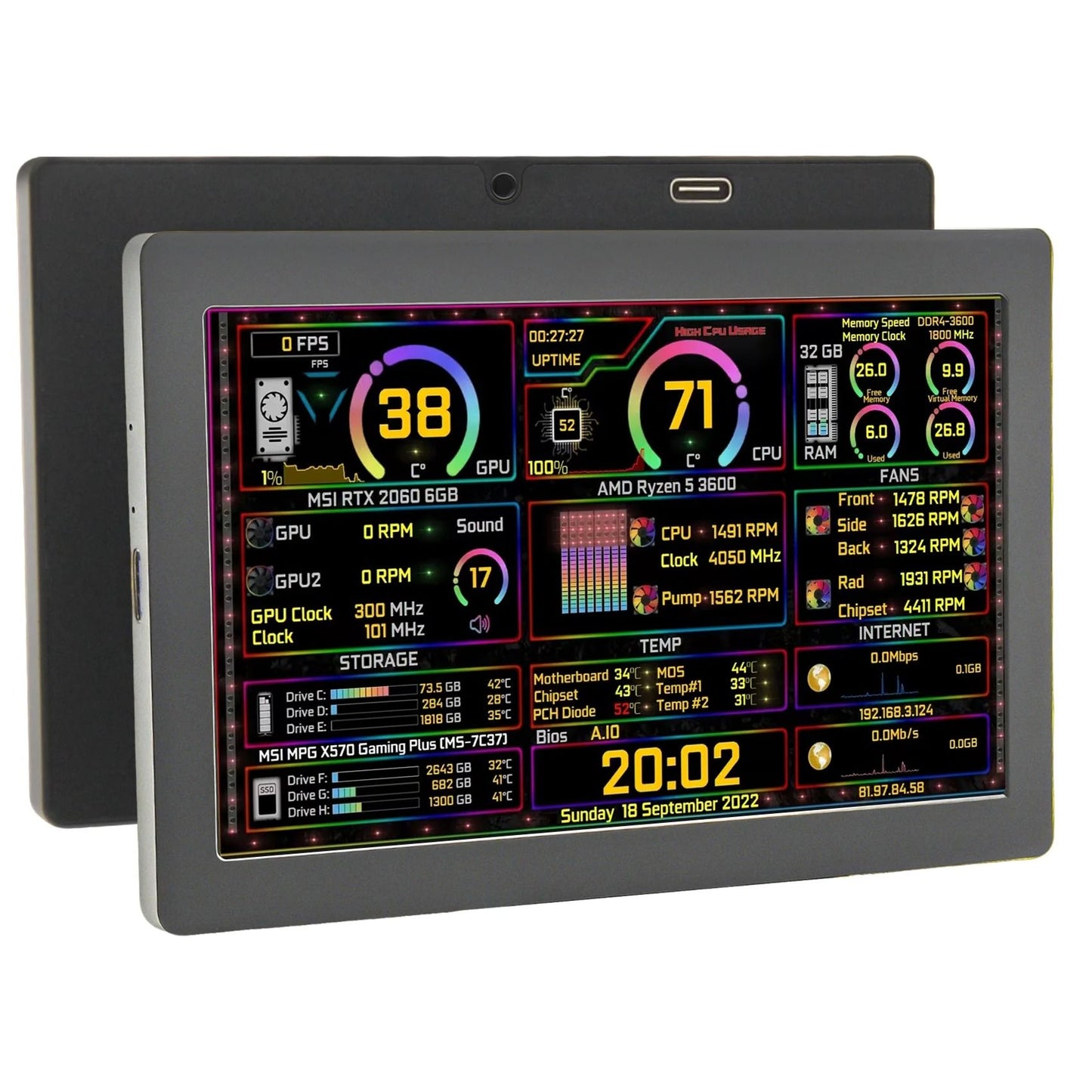 Mini IPS Secondary Screen Monitor with Type C Support