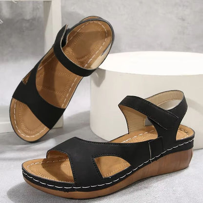 Vintage Print Wedge Sandals For Women  NonSlip Summer Platform Shoes With Ankle Strap 6
