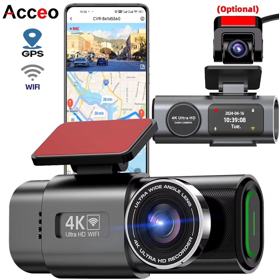4K UHD Dash Cam with Night Vision – Wi-Fi Car DVR with GPS & 24H Parking Monitoring