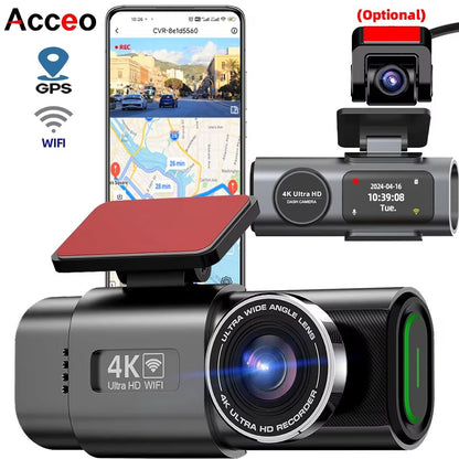 4K UHD Dash Cam with Night Vision – Wi-Fi Car DVR with GPS & 24H Parking Monitoring