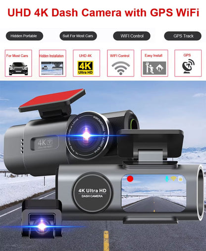 4K UHD Dash Cam With Night Vision  WiFi Car DVR With GPS  24H Parking Monitoring 1