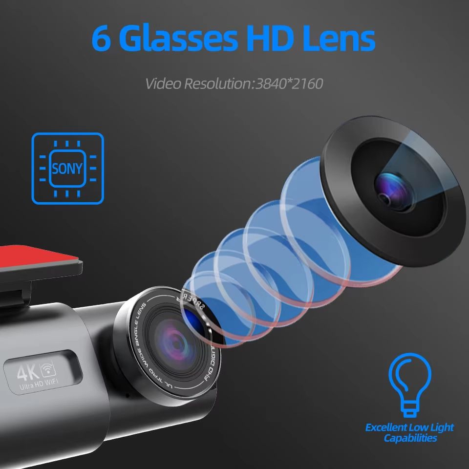 4K UHD Dash Cam With Night Vision  WiFi Car DVR With GPS  24H Parking Monitoring 2