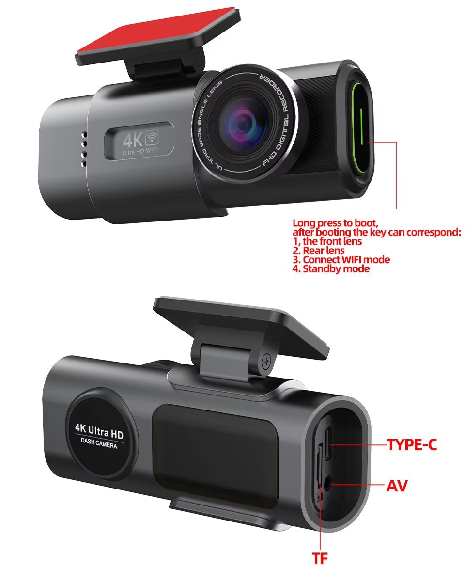 4K UHD Dash Cam With Night Vision  WiFi Car DVR With GPS  24H Parking Monitoring 5
