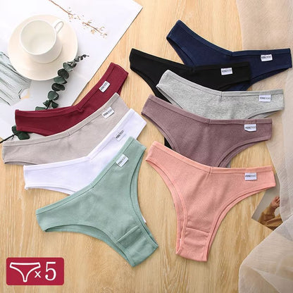 5-Pack Women's Cotton Brazilian V-Waist Panties – Low Rise Comfortable Bikini Underwear Set