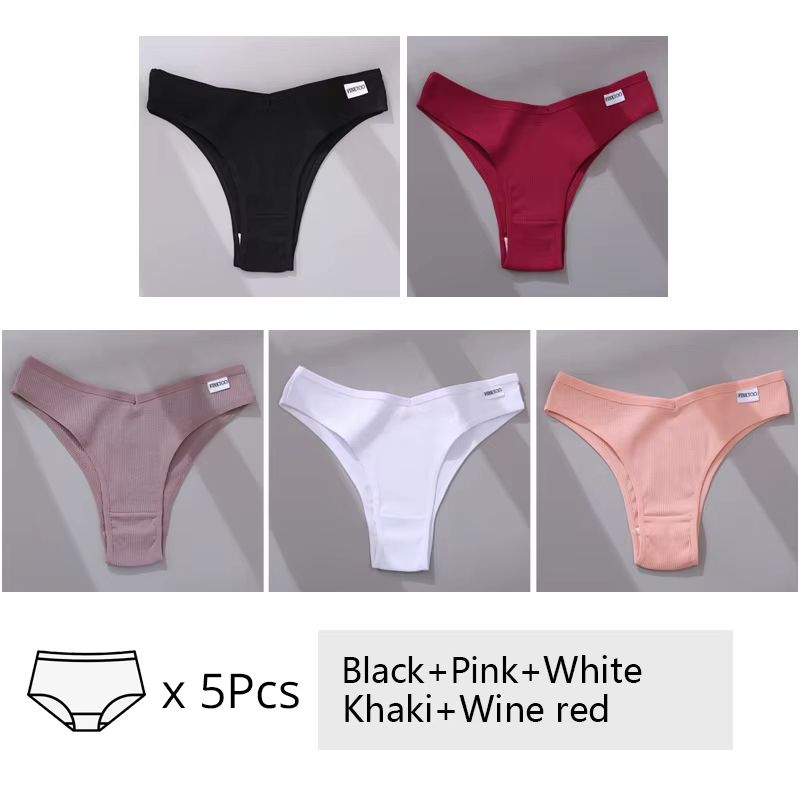5Pack Womens Cotton Brazilian VWaist Panties  Low Rise Comfortable Bikini Underwear Set 9