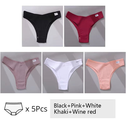 5Pack Womens Cotton Brazilian VWaist Panties  Low Rise Comfortable Bikini Underwear Set 9