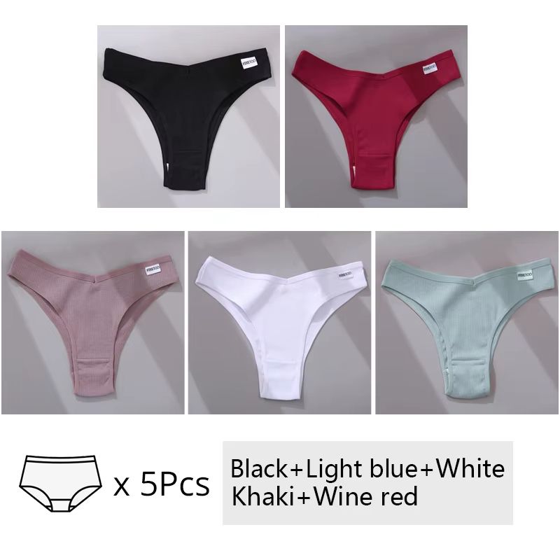 5Pack Womens Cotton Brazilian VWaist Panties  Low Rise Comfortable Bikini Underwear Set 10