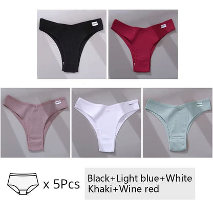 5Pack Womens Cotton Brazilian VWaist Panties  Low Rise Comfortable Bikini Underwear Set 10